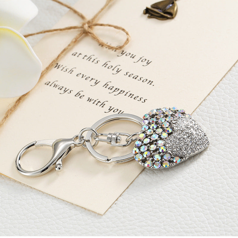 Wholesale 10PCS Colorful Diamond Love Metal Keychain